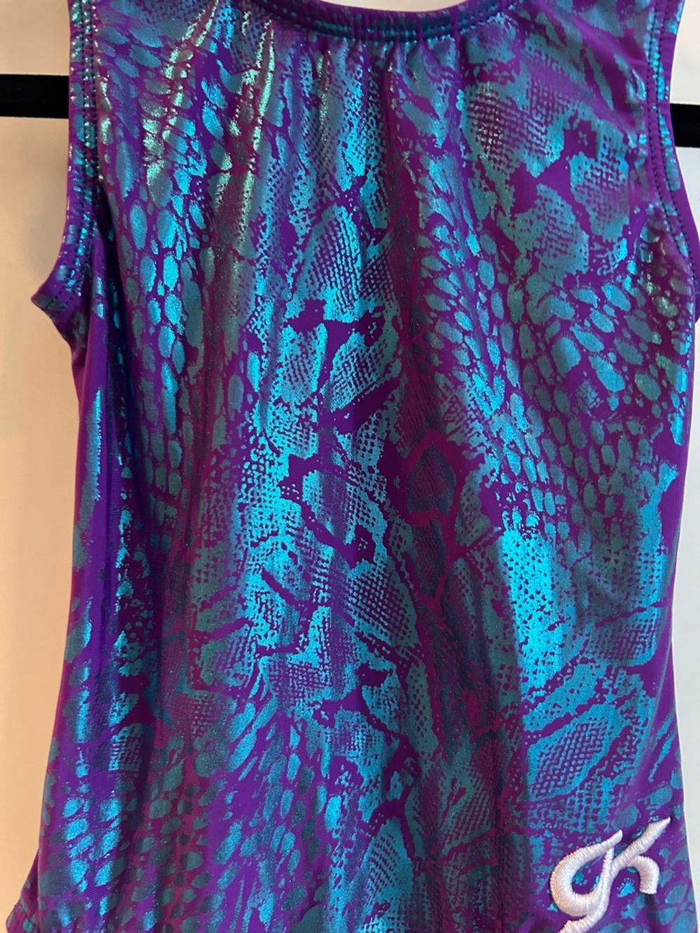GK Metallic Teal and Purple Girls Gymnastics Leotard - Picture 3 of 7